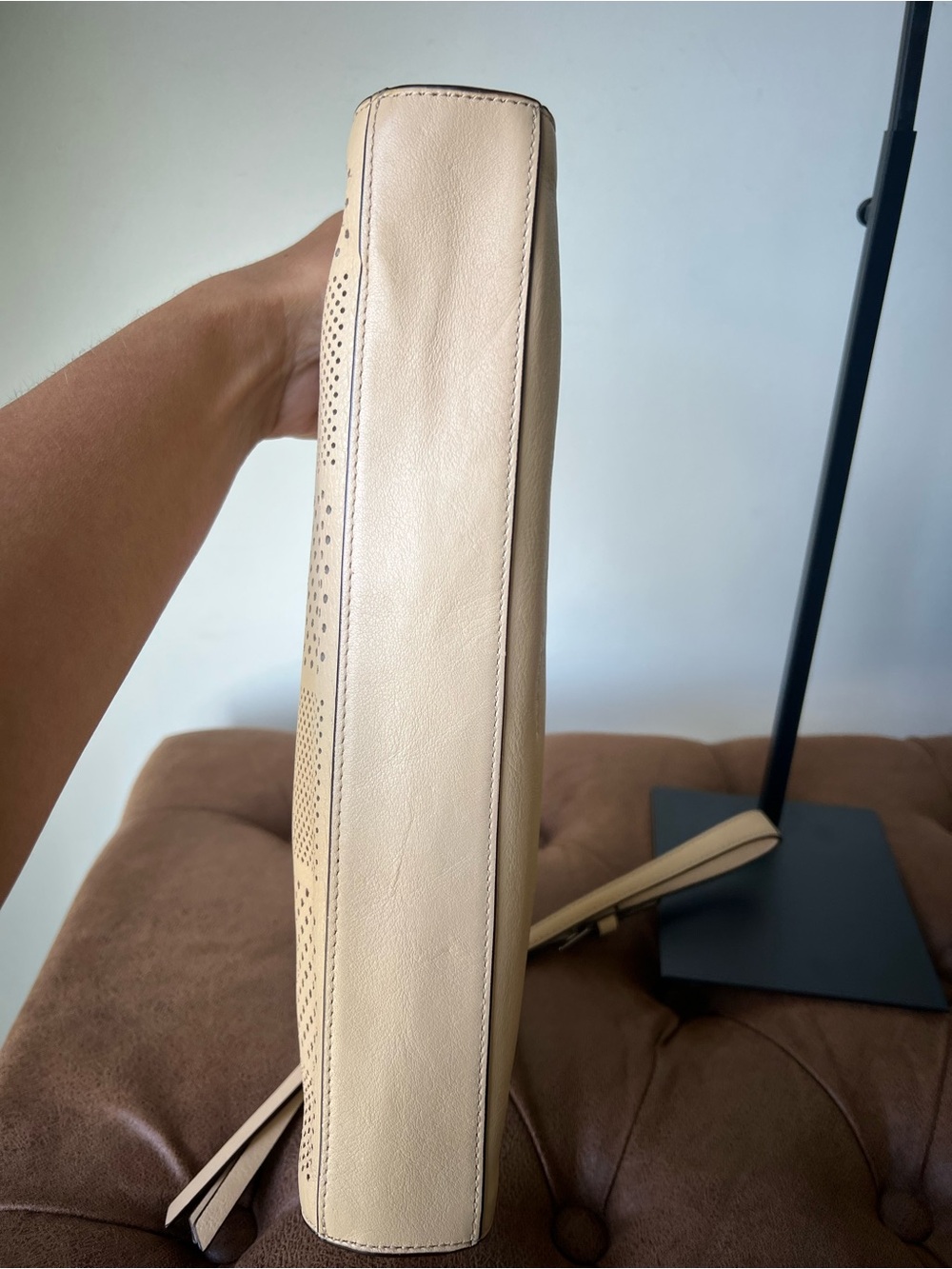 Coach Bleecker Perforated Leather in Beige Wristlet Clutch - Picture 4 of 10